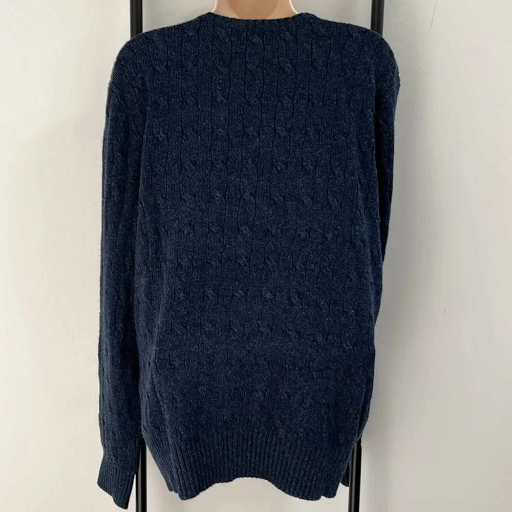 Vintage Polo by Ralph Lauren Silk Blue Knit Men Sweater Crewneck Size XL